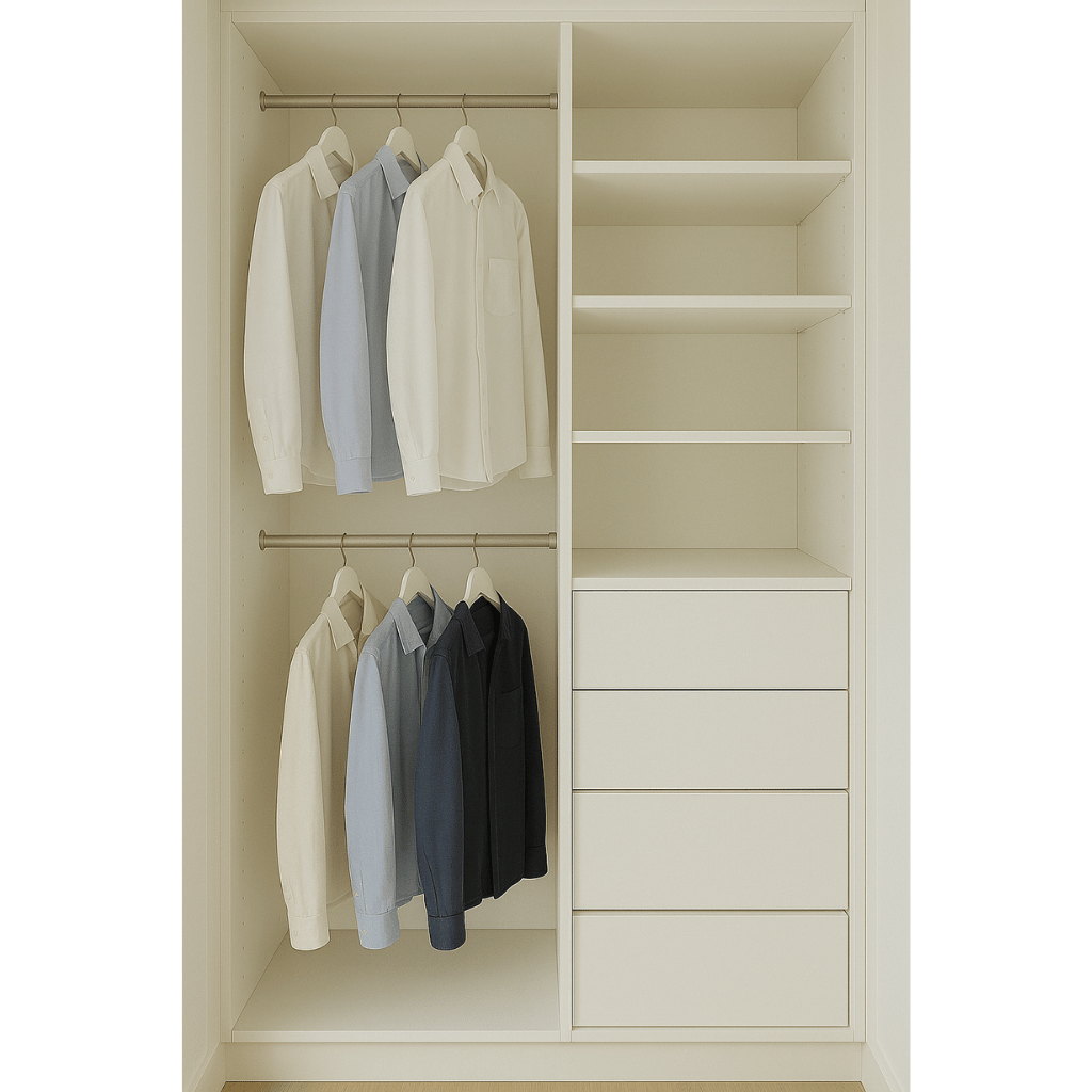 Platzsparender Kleiderschrank von Innen